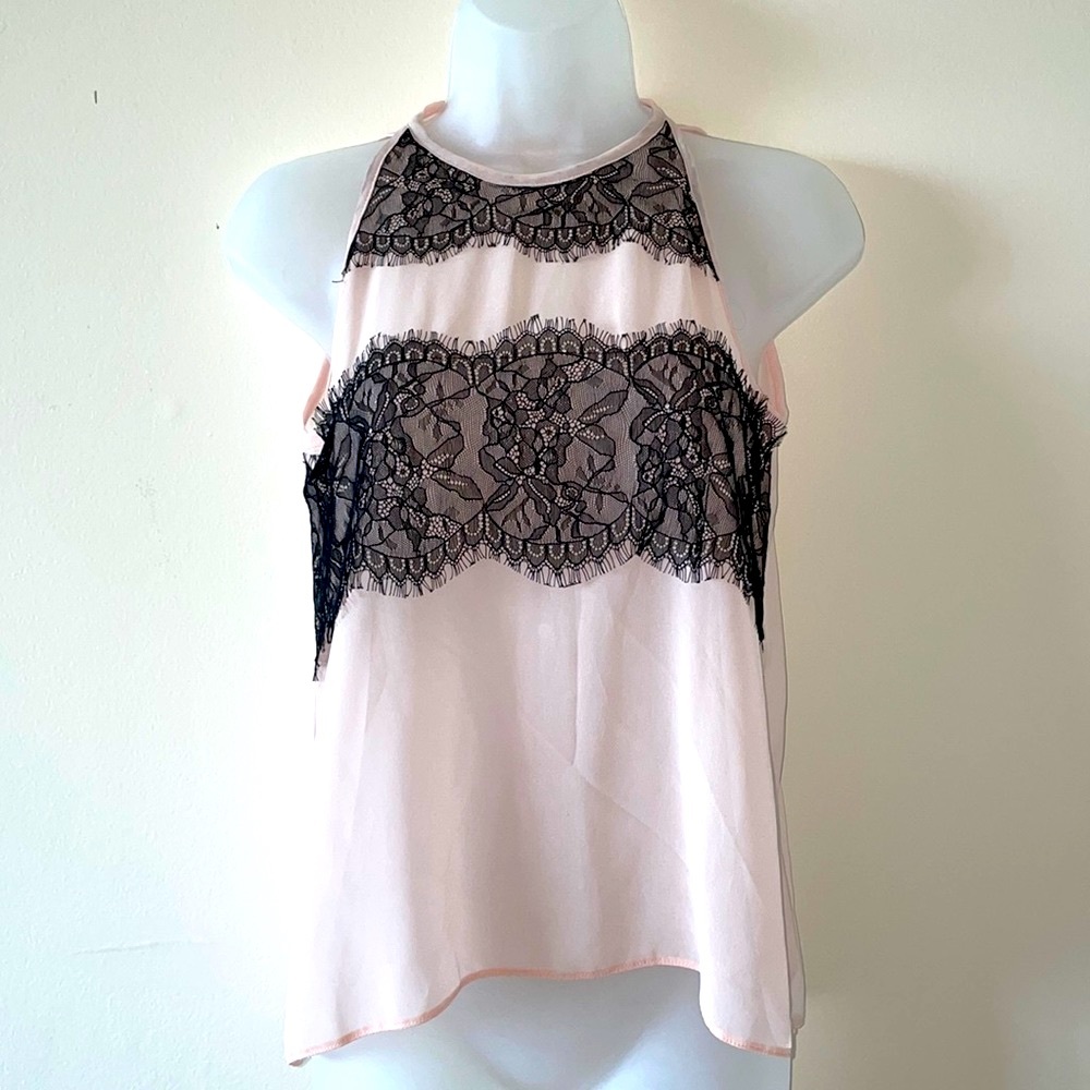 Pink chiffon lace top